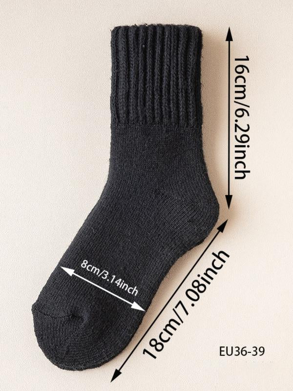 Women's Solid Mid-calf Socks, Casual Soft Comfy Warm Socks for Fall & Winter, Women's Socks for Daily Wear